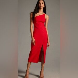 Anthropologie Red One Shoulder Dress
